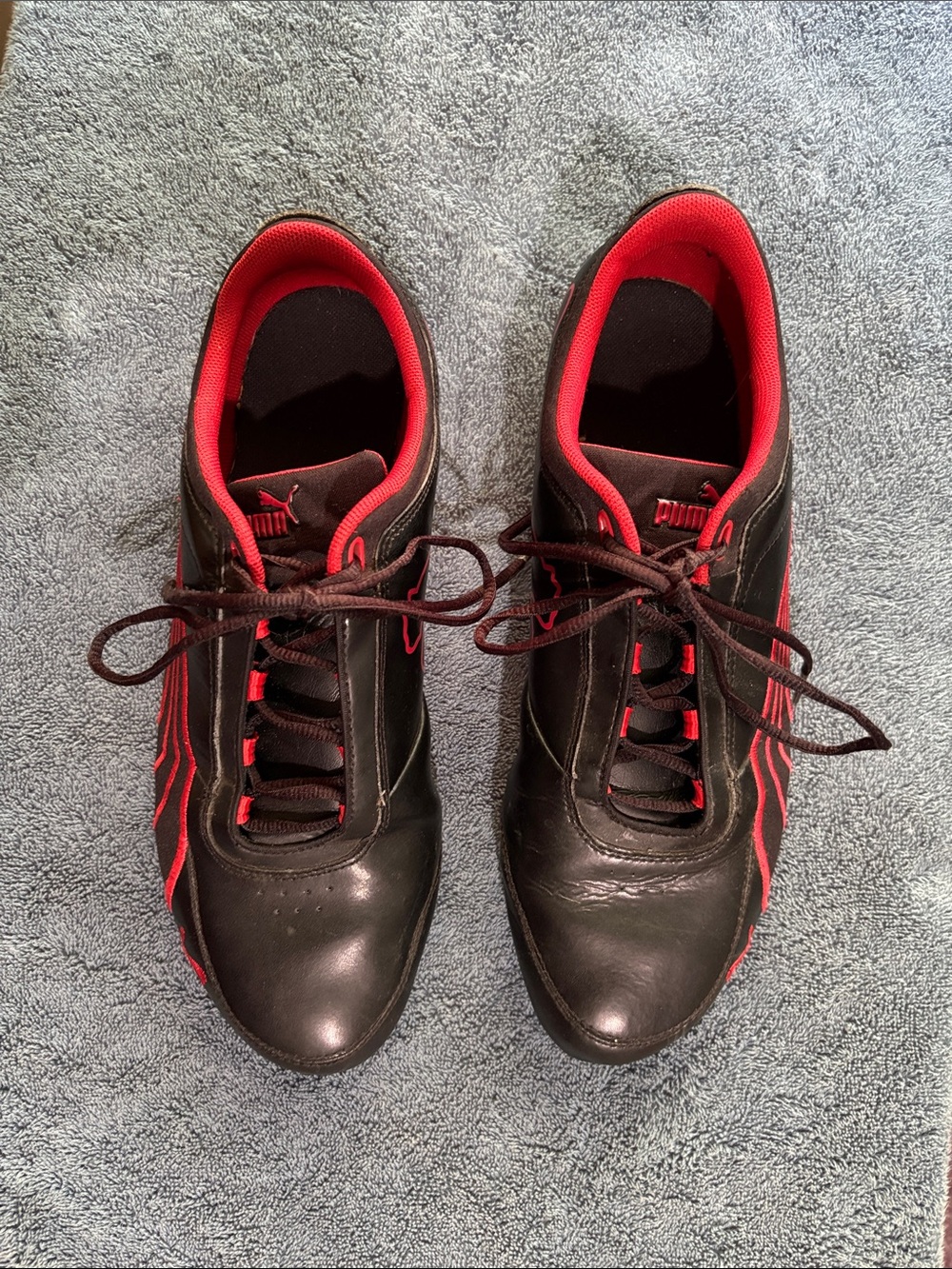 Puma men’s 11 1/2 drift cat Motorsport leather sneakers low-top red and black
